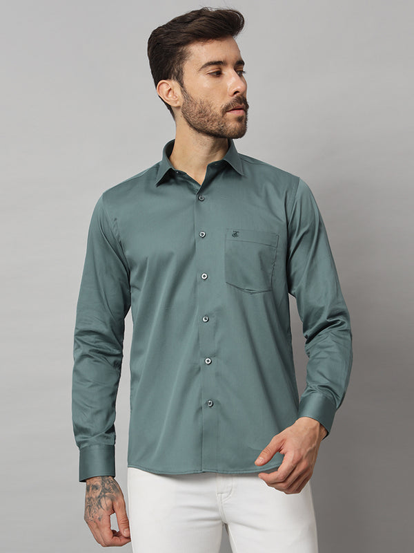 Dark Mint Green Solid Shirt - Classic Fit, Soft Cotton, Casual & Formal Wear