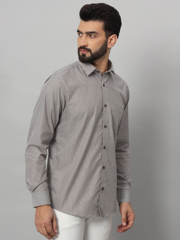 White and Brown Lining Shirt - Stylish, Comfortable, and Versatile Suitable For Every Season