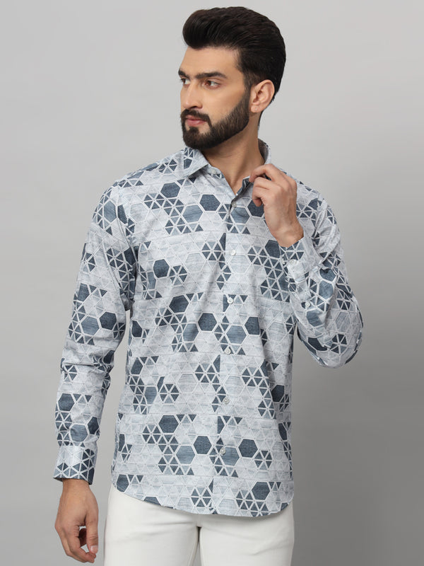 Men's Printed Regular Fit Cotton Casual Shirt Geometric Limited Edition Shirt