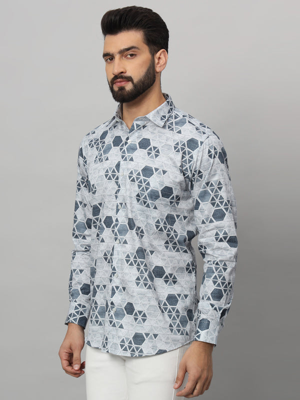 Men's Printed Regular Fit Cotton Casual Shirt Geometric Limited Edition Shirt