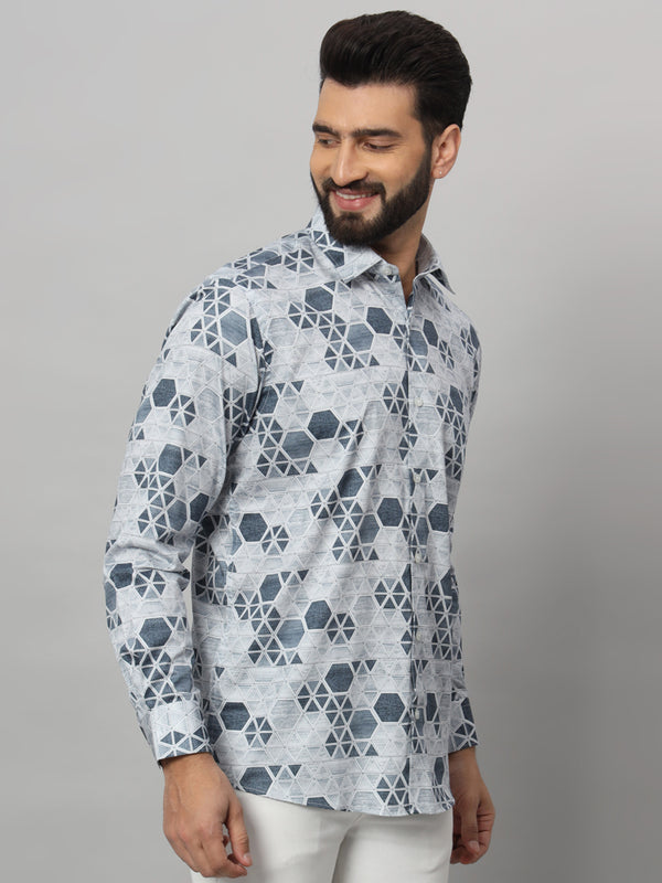 Men's Printed Regular Fit Cotton Casual Shirt Geometric Limited Edition Shirt