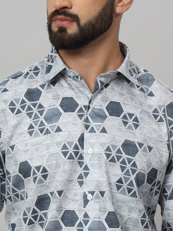 Men's Printed Regular Fit Cotton Casual Shirt Geometric Limited Edition Shirt