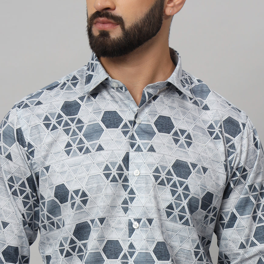 Men's Printed Regular Fit Cotton Casual Shirt Geometric Limited Edition Shirt