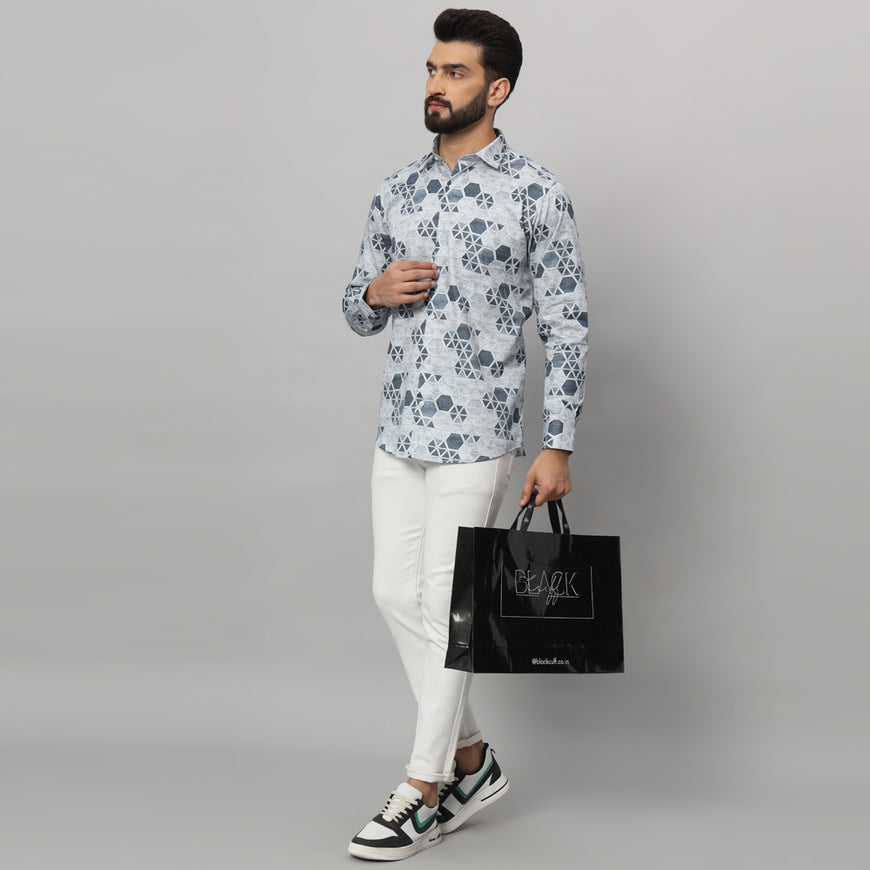 Men's Printed Regular Fit Cotton Casual Shirt Geometric Limited Edition Shirt