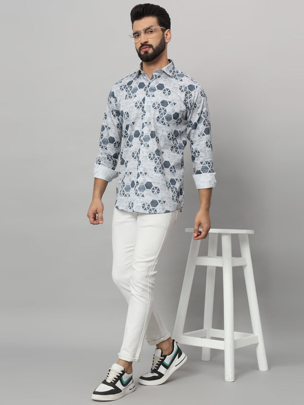 Men's Printed Regular Fit Cotton Casual Shirt Geometric Limited Edition Shirt