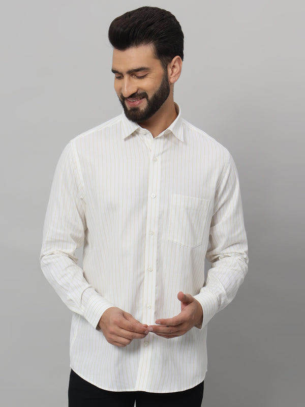 Elegant Yellow White Shirt – Classic Design, Ultimate Comfort