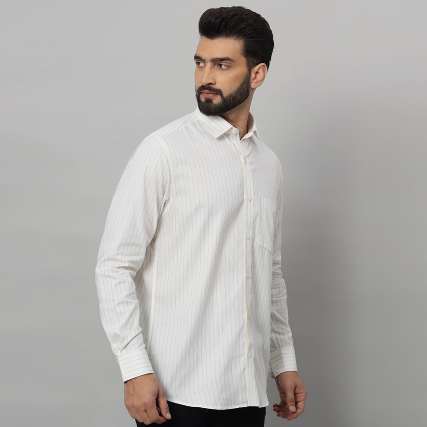 Elegant Yellow White Shirt – Classic Design, Ultimate Comfort