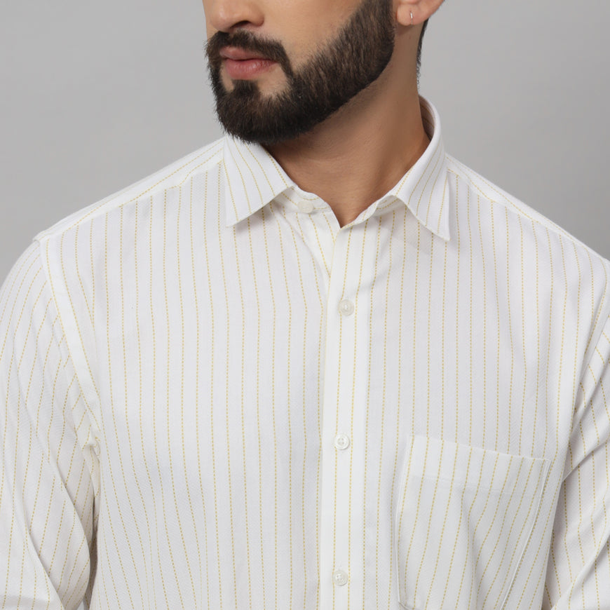 Elegant Yellow White Shirt – Classic Design, Ultimate Comfort