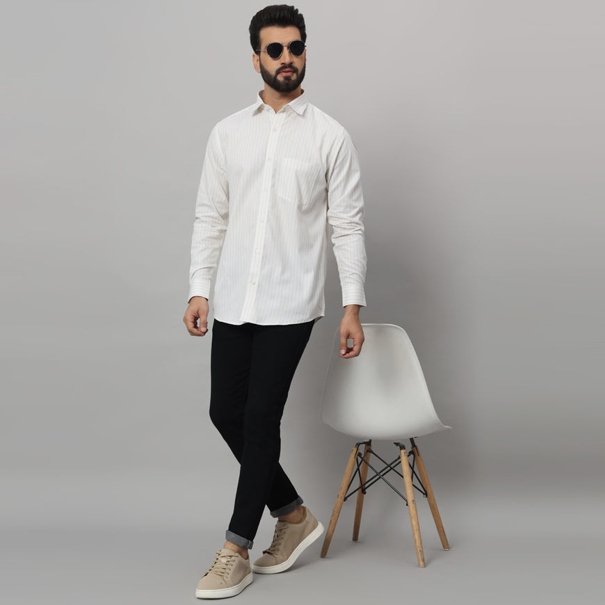 Elegant Yellow White Shirt – Classic Design, Ultimate Comfort