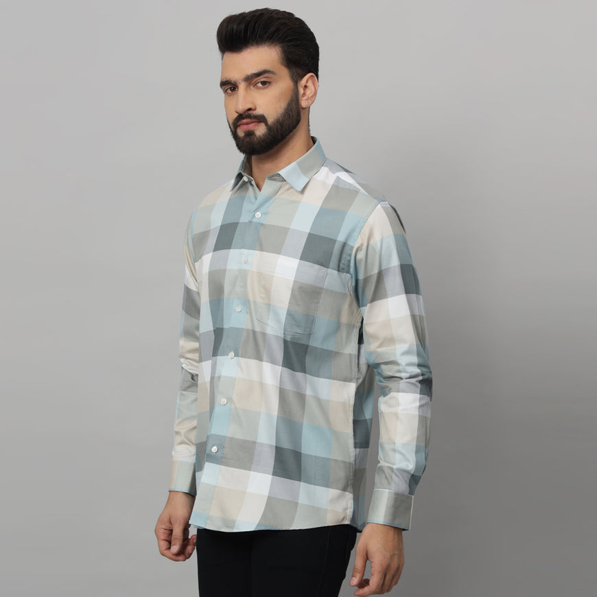 Men's Cotton Casual Diverse Checks Shirt for Men Full Sleeves Classic Check Shirt