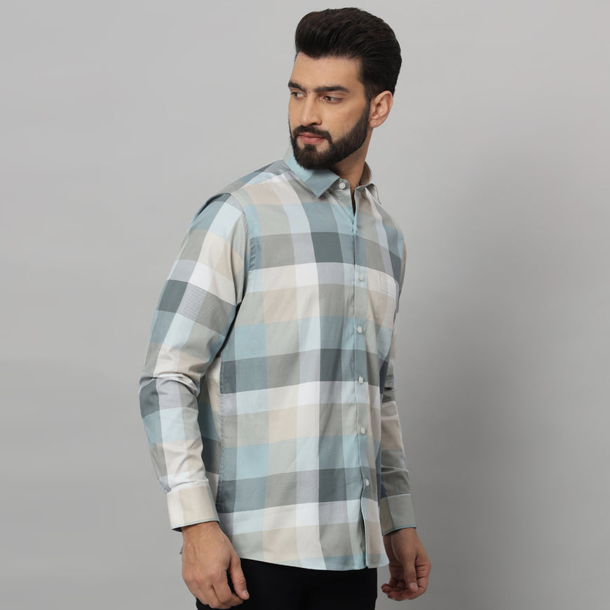 Men's Cotton Casual Diverse Checks Shirt for Men Full Sleeves Classic Check Shirt