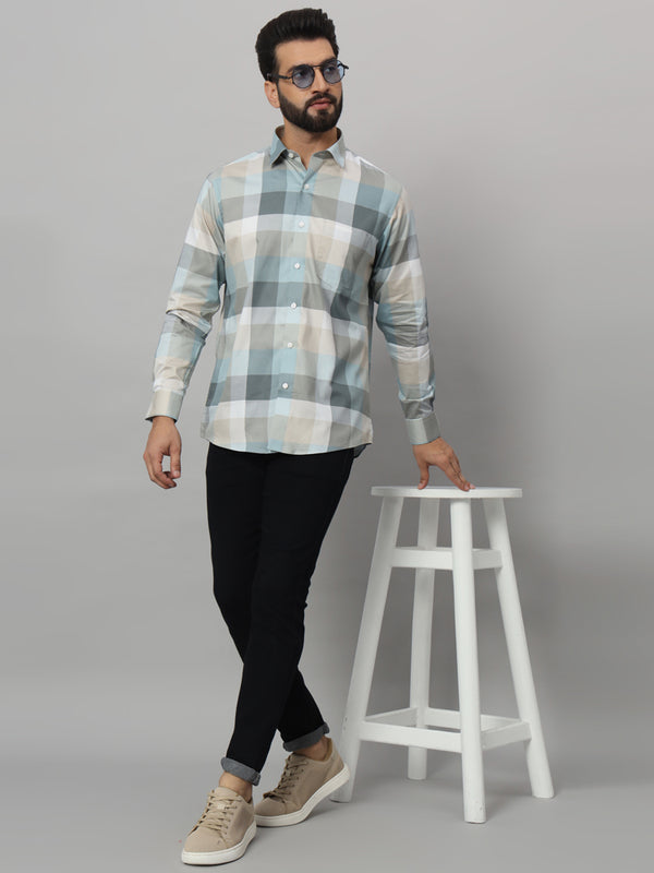 Men's Cotton Casual Diverse Checks Shirt for Men Full Sleeves Classic Check Shirt