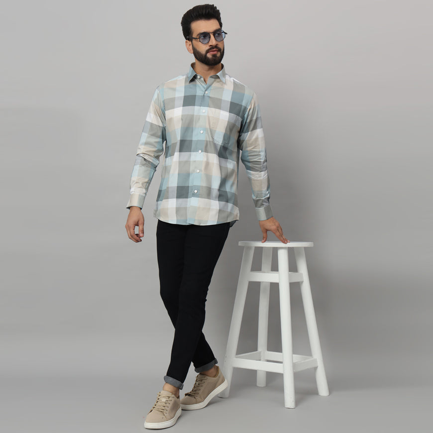 Men's Cotton Casual Diverse Checks Shirt for Men Full Sleeves Classic Check Shirt