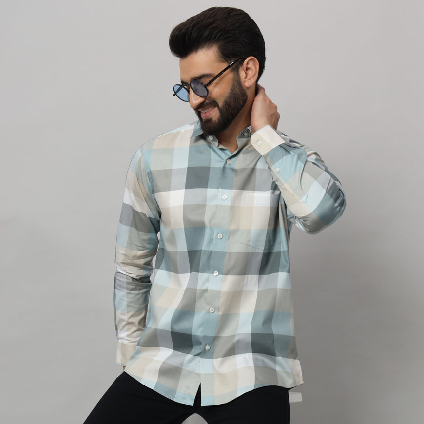 Men's Cotton Casual Diverse Checks Shirt for Men Full Sleeves Classic Check Shirt