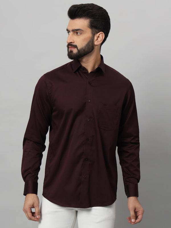 Dark Wine Solid Shirt - Elegant and Versatile Men's Dress Shirt