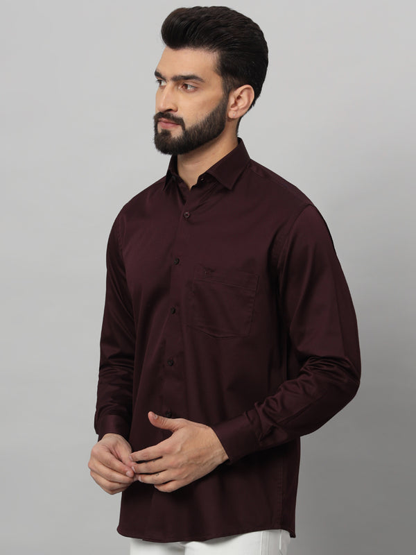 Dark Wine Solid Shirt - Elegant and Versatile Men's Dress Shirt