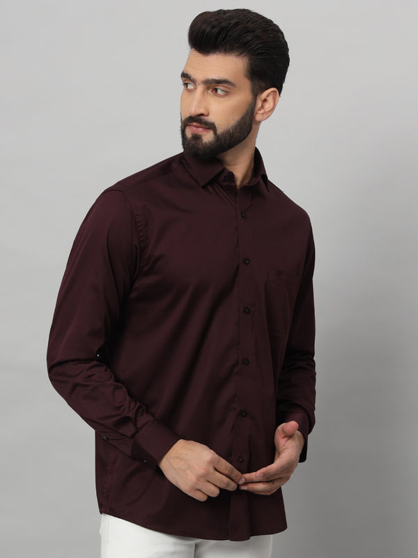 Dark Wine Solid Shirt - Elegant and Versatile Men's Dress Shirt