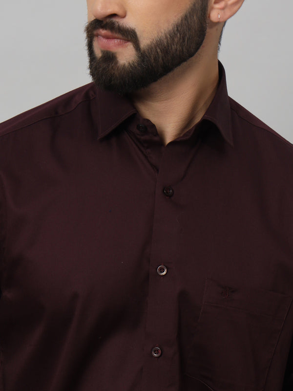 Dark Wine Solid Shirt - Elegant and Versatile Men's Dress Shirt