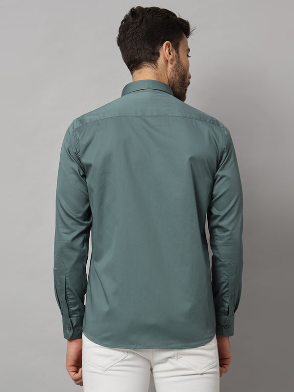 Dark Mint Green Solid Shirt - Classic Fit, Soft Cotton, Casual & Formal Wear