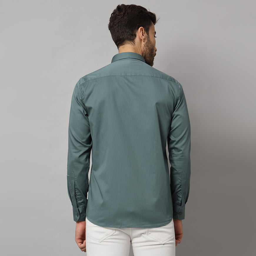 Dark Mint Green Solid Shirt - Classic Fit, Soft Cotton, Casual & Formal Wear