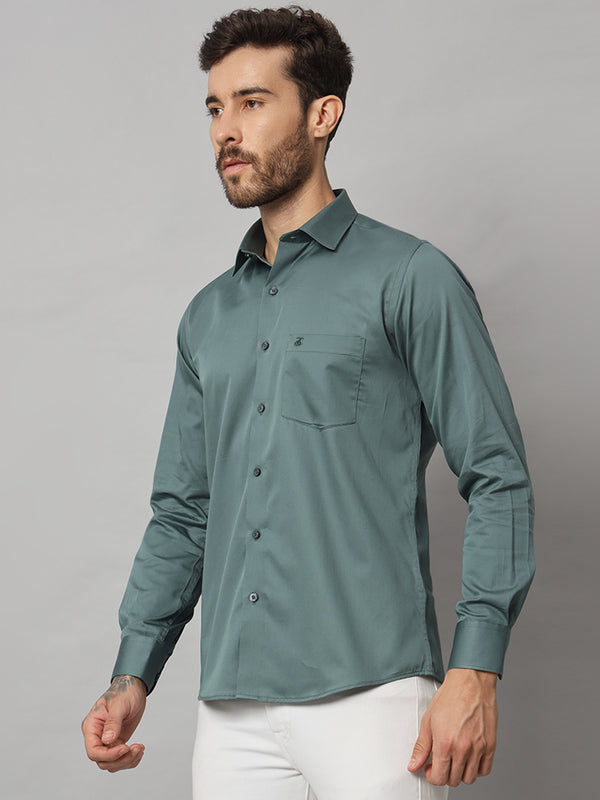 Dark Mint Green Solid Shirt - Classic Fit, Soft Cotton, Casual & Formal Wear