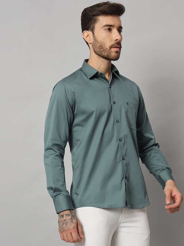 Dark Mint Green Solid Shirt - Classic Fit, Soft Cotton, Casual & Formal Wear