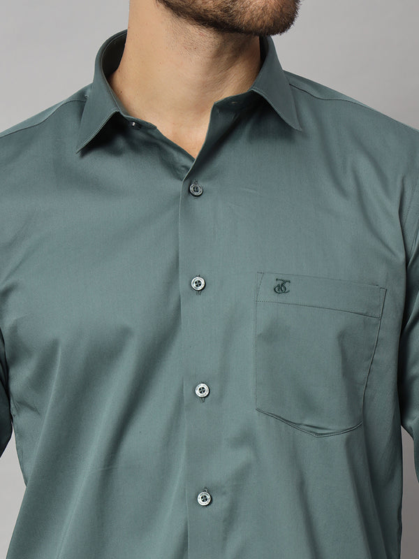 Dark Mint Green Solid Shirt - Classic Fit, Soft Cotton, Casual & Formal Wear