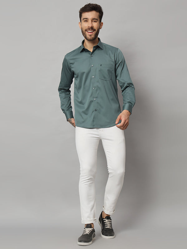 Dark Mint Green Solid Shirt - Classic Fit, Soft Cotton, Casual & Formal Wear