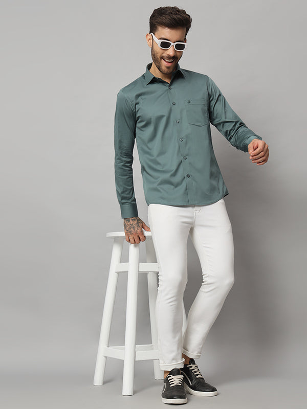 Dark Mint Green Solid Shirt - Classic Fit, Soft Cotton, Casual & Formal Wear