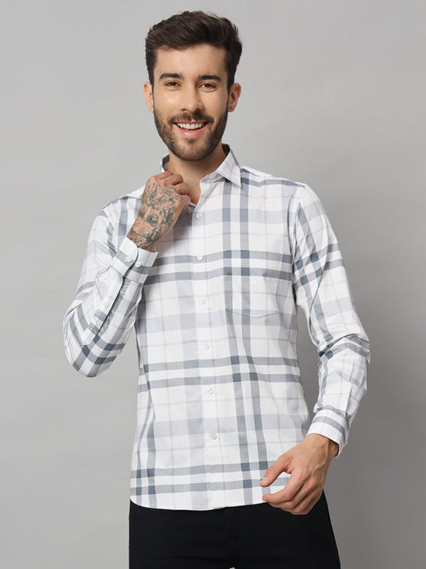 Premium White and Grey Men's Shirt - Classic Elegance and Modern Comfort