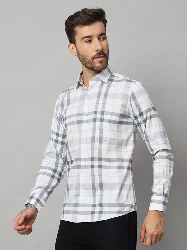 Premium White and Grey Men's Shirt - Classic Elegance and Modern Comfort