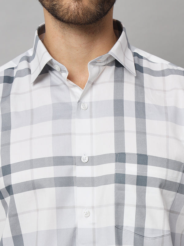 Premium White and Grey Men's Shirt - Classic Elegance and Modern Comfort