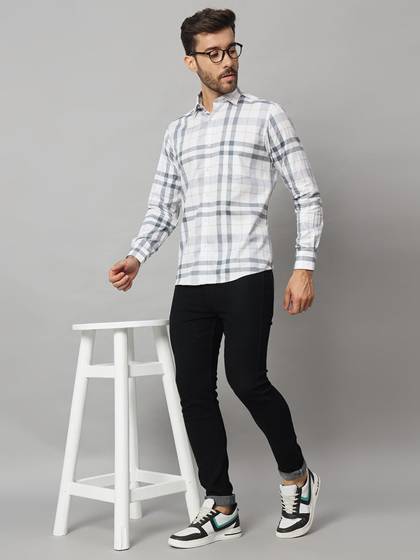 Premium White and Grey Men's Shirt - Classic Elegance and Modern Comfort