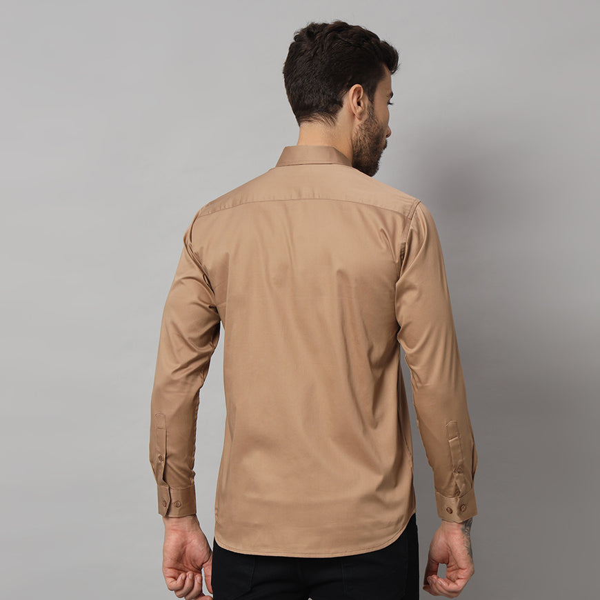 Classic Men's Dull Brown Solid Shirt - Premium Quality and Versatile Design