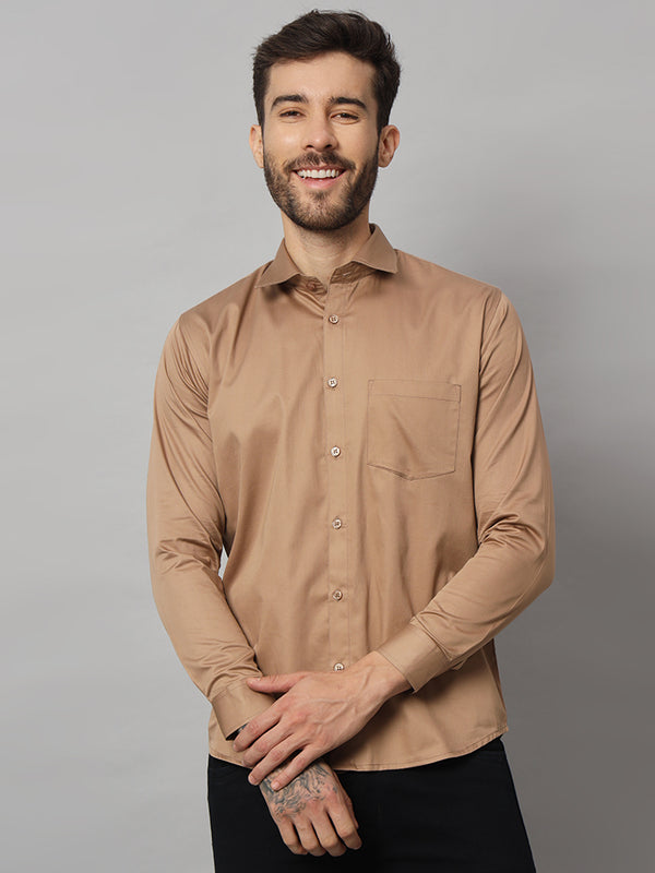 Classic Men's Dull Brown Solid Shirt - Premium Quality and Versatile Design