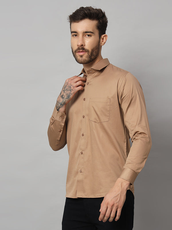 Classic Men's Dull Brown Solid Shirt - Premium Quality and Versatile Design