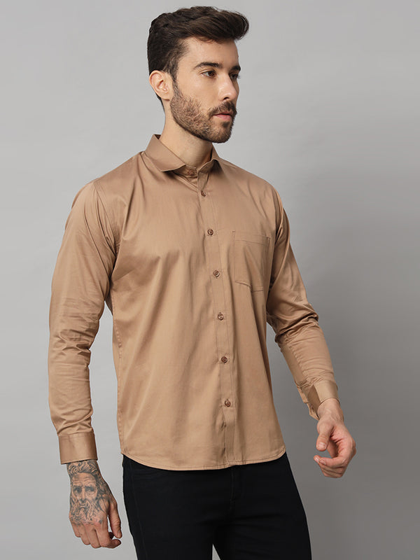 Classic Men's Dull Brown Solid Shirt - Premium Quality and Versatile Design