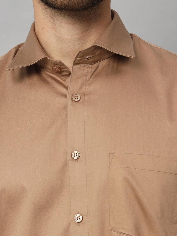 Classic Men's Dull Brown Solid Shirt - Premium Quality and Versatile Design