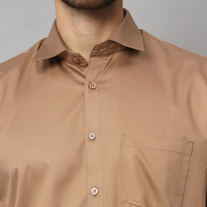 Classic Men's Dull Brown Solid Shirt - Premium Quality and Versatile Design