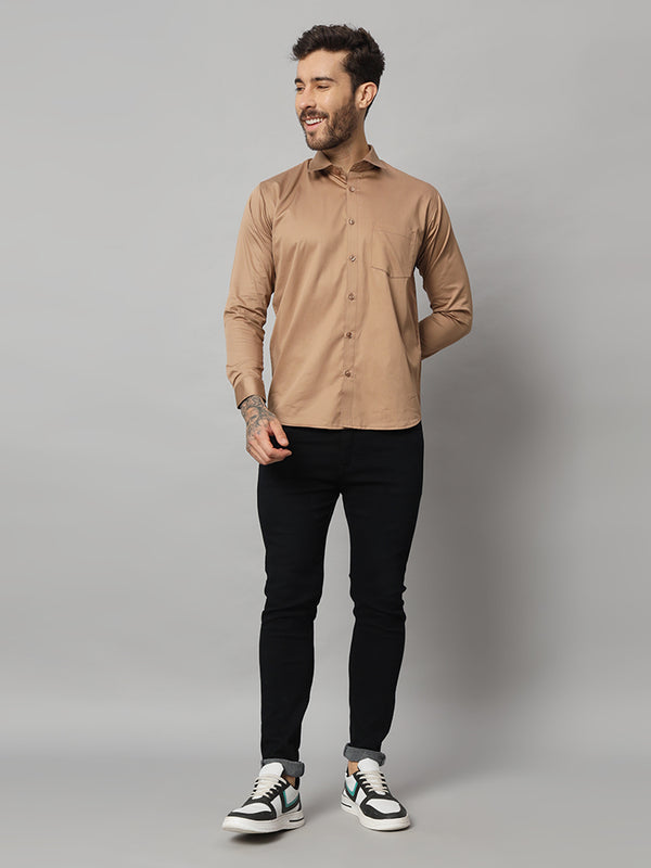 Classic Men's Dull Brown Solid Shirt - Premium Quality and Versatile Design