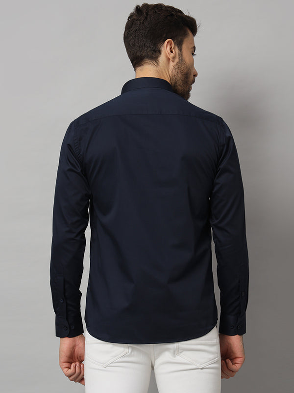 Stylish Navy Blue Solid Shirt - Premium Quality, Versatile, and Timeless