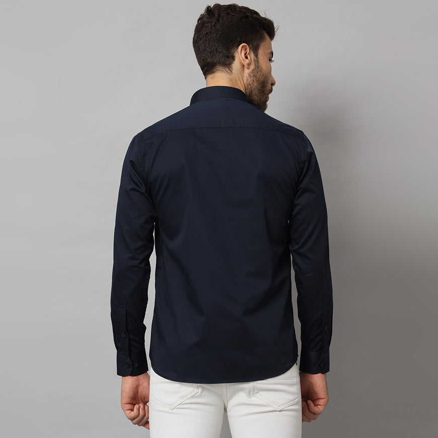 Stylish Navy Blue Solid Shirt - Premium Quality, Versatile, and Timeless