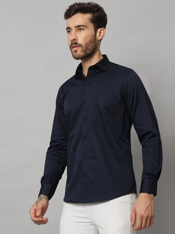 Stylish Navy Blue Solid Shirt - Premium Quality, Versatile, and Timeless