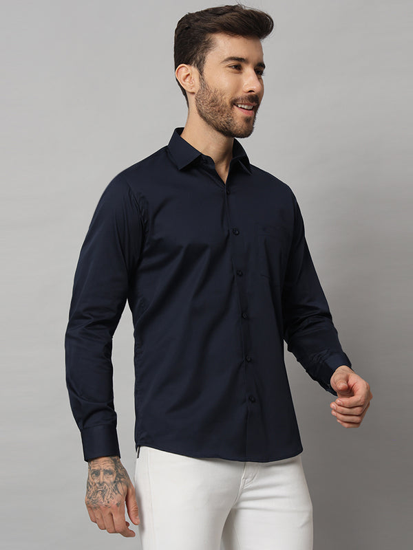 Stylish Navy Blue Solid Shirt - Premium Quality, Versatile, and Timeless