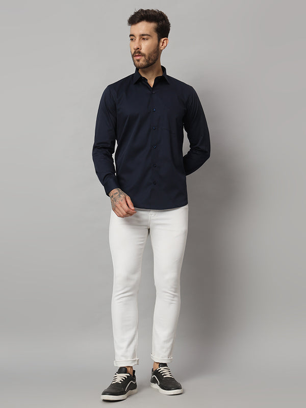 Stylish Navy Blue Solid Shirt - Premium Quality, Versatile, and Timeless