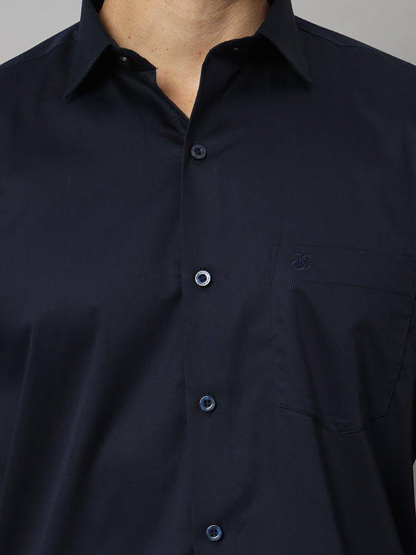 Stylish Navy Blue Solid Shirt - Premium Quality, Versatile, and Timeless