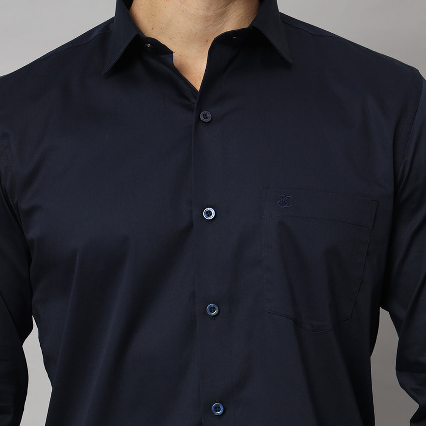 Stylish Navy Blue Solid Shirt - Premium Quality, Versatile, and Timeless